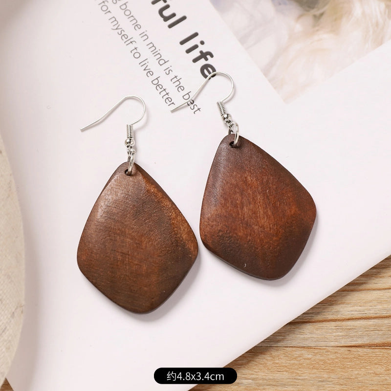 Wholesale Retro wooden exaggerated earrings Chinese ethnic style