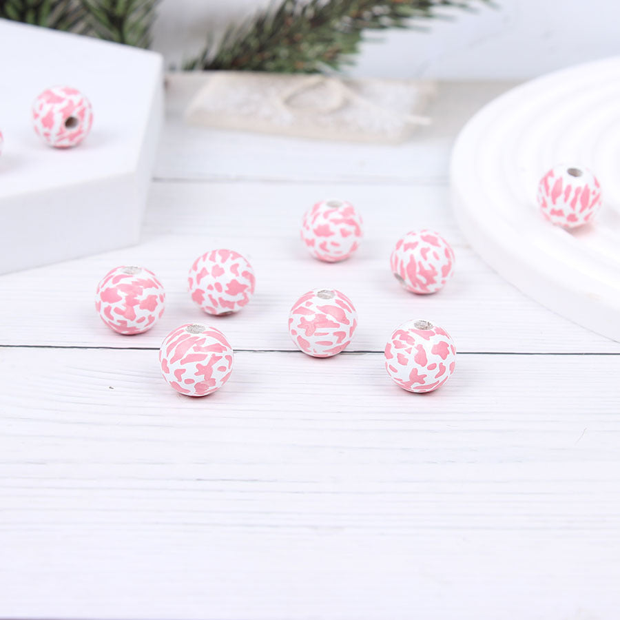 Wholesale 20PCS Cow Polka Dot Colorful DIY Hemp Rope Tassel Wooden Beads