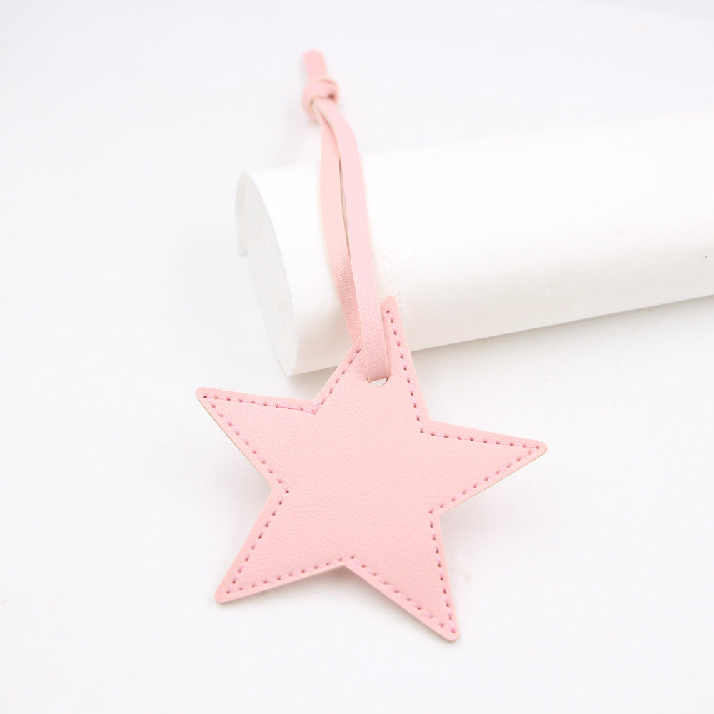 Wholesale Black PU Leather Star Bag Charm Five Point Star Pendant Lanyard Everyday Decorative Accessory For Handbags Boutique Resale