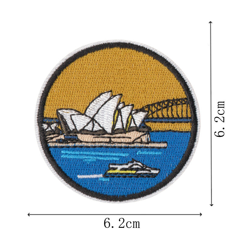 Wholesale Polyester Cotton Embroidered World City Landmark Iron On Patches 9 Pack For ets Travel Souvenir