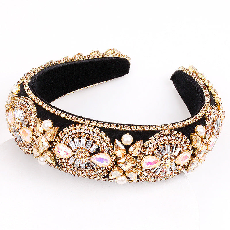 Wholesale New Vintage Crystal Rhinestone Sponge Headband