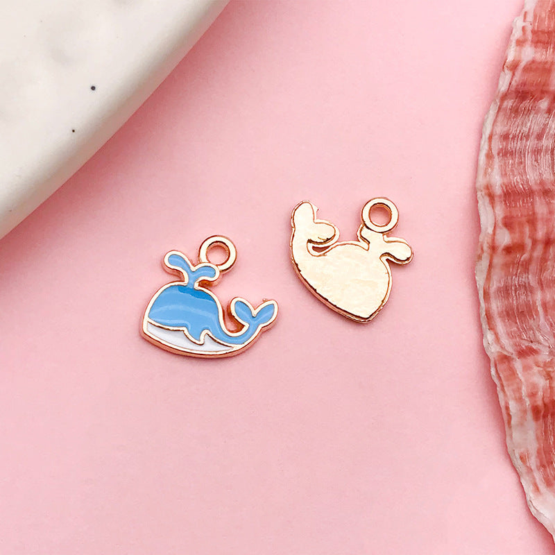 Wholesale Cute Cartoon Dropping Oil Dolphin Octopus Alloy DIY Necklace Pendant Accessories
