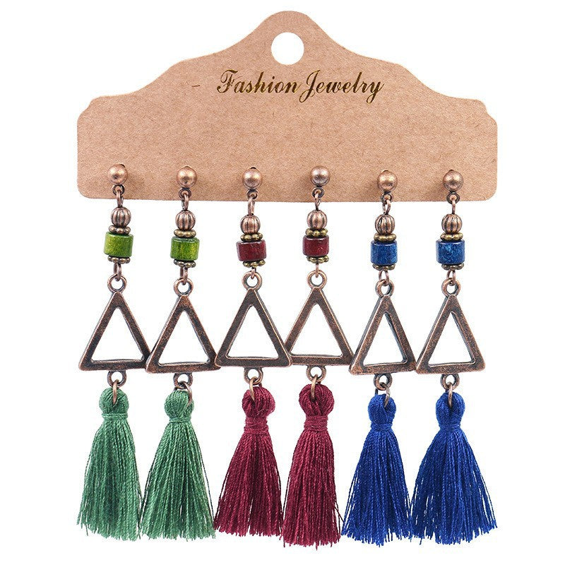 Wholesale Vintage Long Tassel Hand Wound Bohemian Flower Earrings