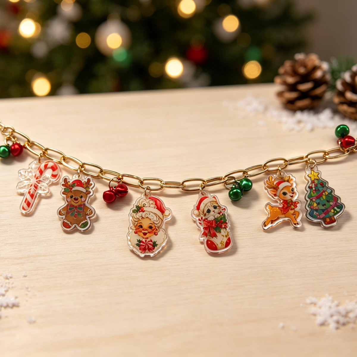 Wholesale Christmas Santa Reindeer Snowflake Acrylic Charm Bracelet Fashion Accessory Gift For Boutique Resale