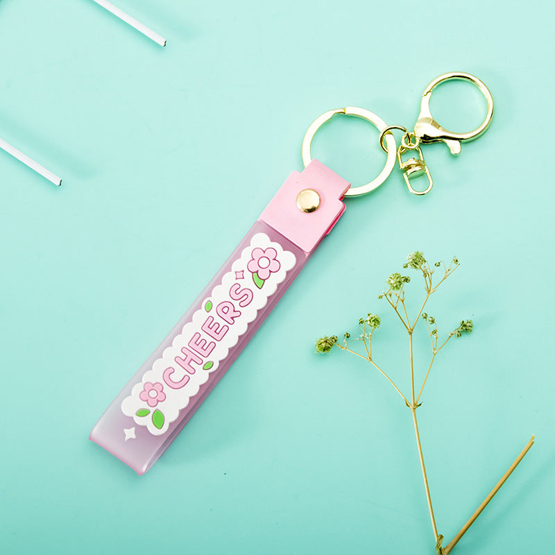 Wholesale Transparent Flower Jelly Color PVC Soft Rubber Lanyard Keychains