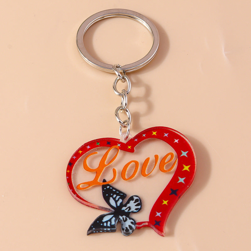 Wholesale Valentine's Day LOVE Butterfly Plastic Keychain