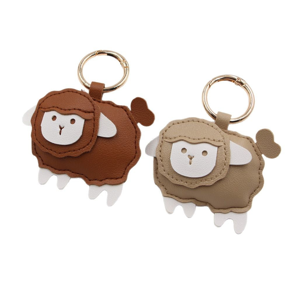Wholesale Trendy PU Leather Lamb Keychain Bag Charm Electroplated Car Key Accessory Fashion