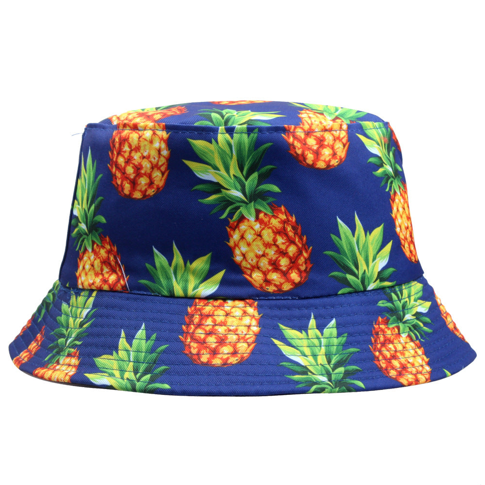 Wholesale Sun Protection Double-sided Pineapple Print Bucket Hat