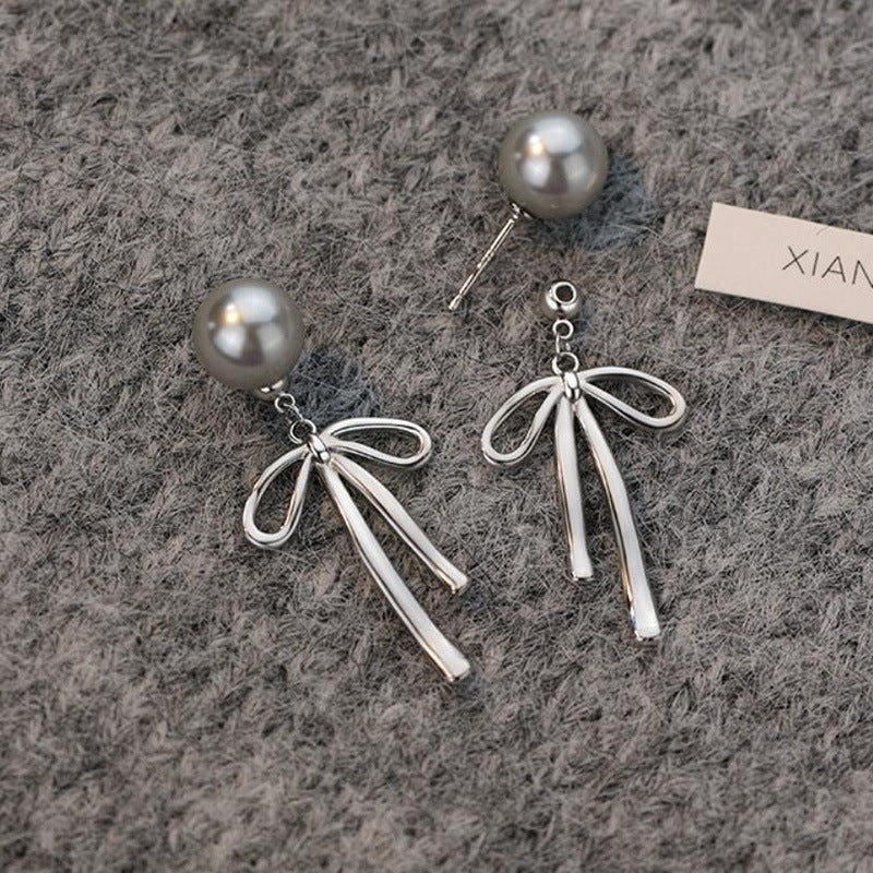 Wholesale Vintage Pearl Bow Metal Stud Earrings