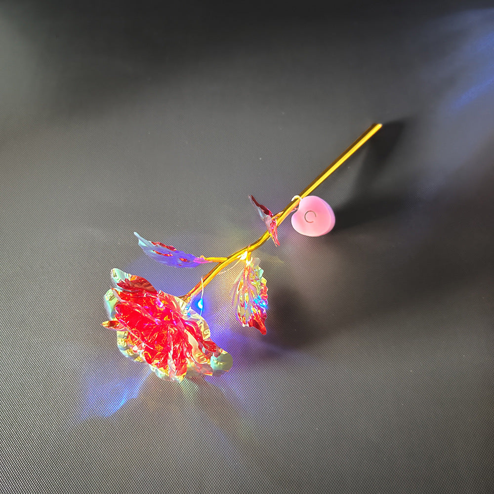 Wholesale of 10pcs Valentine's Day 24k Gold Foil Luminous Plastic Roses