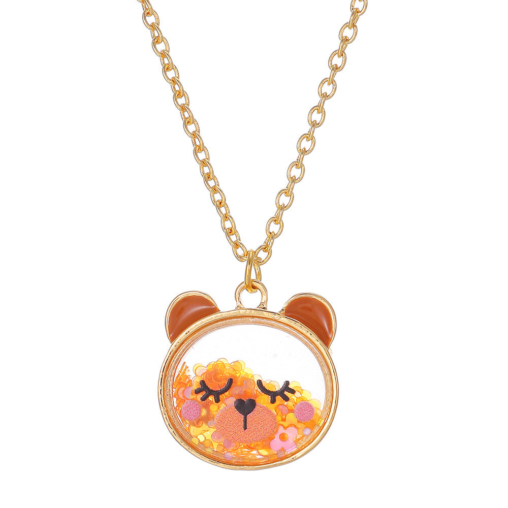 Wholesale cute cat frog bear children's necklace containing activity sequins dopamine necklace