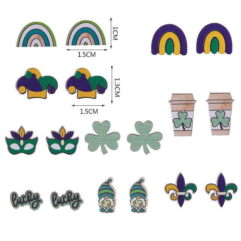 Wholesale Carnival Masquerade Party Clover  Mardi Gras Earrings