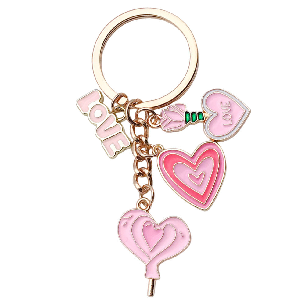 Wholesale Cute Pink Love Rose Potion Metal Keychain