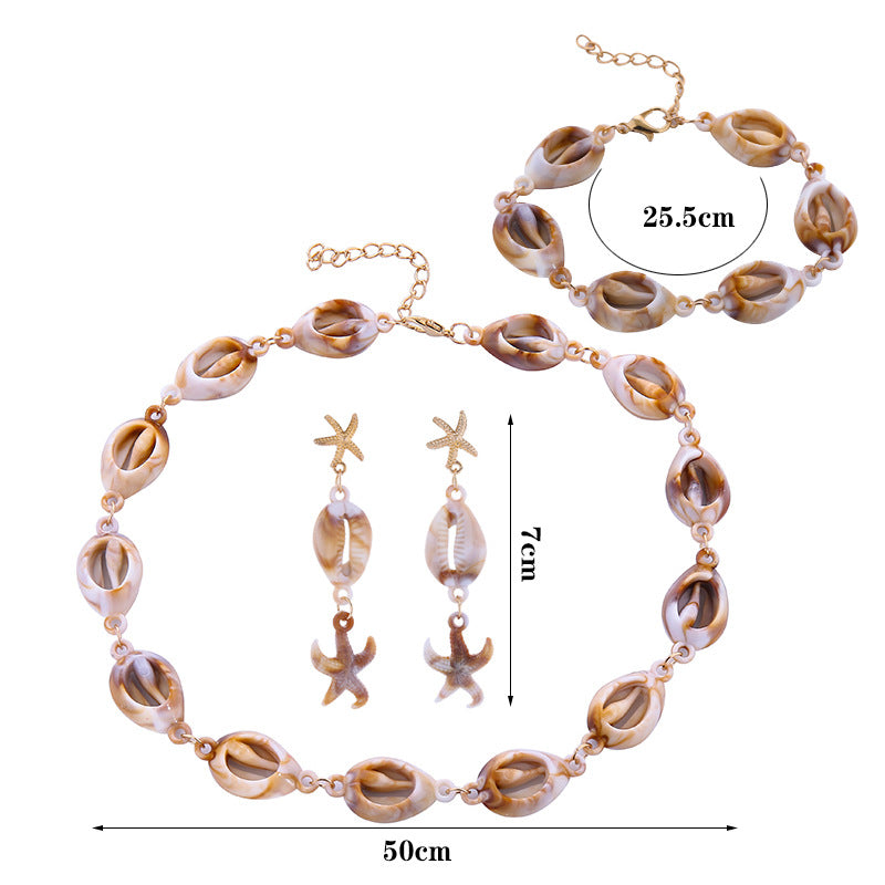 Wholesale Hawaiian style simulated shell and starfish earrings set