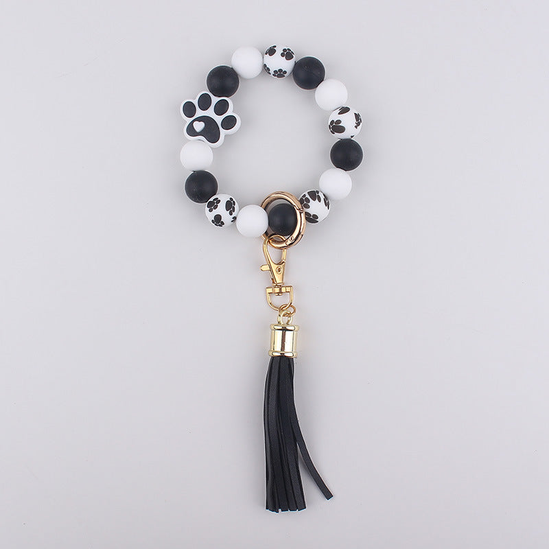 Wholesale Silicone dog paw print keychain bracelet keychain pendant