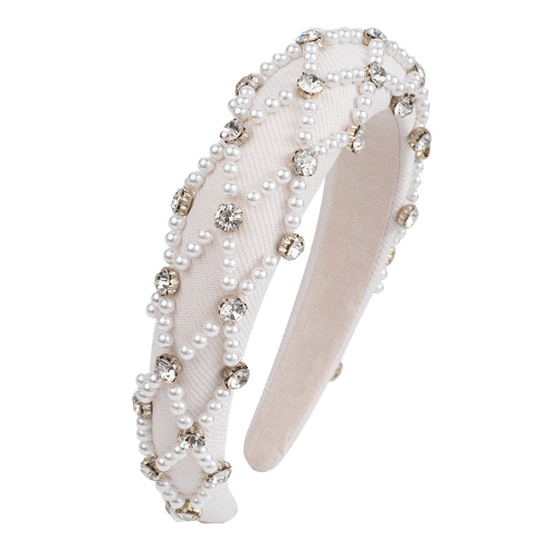 Wholesale Diamond and Pearl Baroque Sponge High Skull Headband