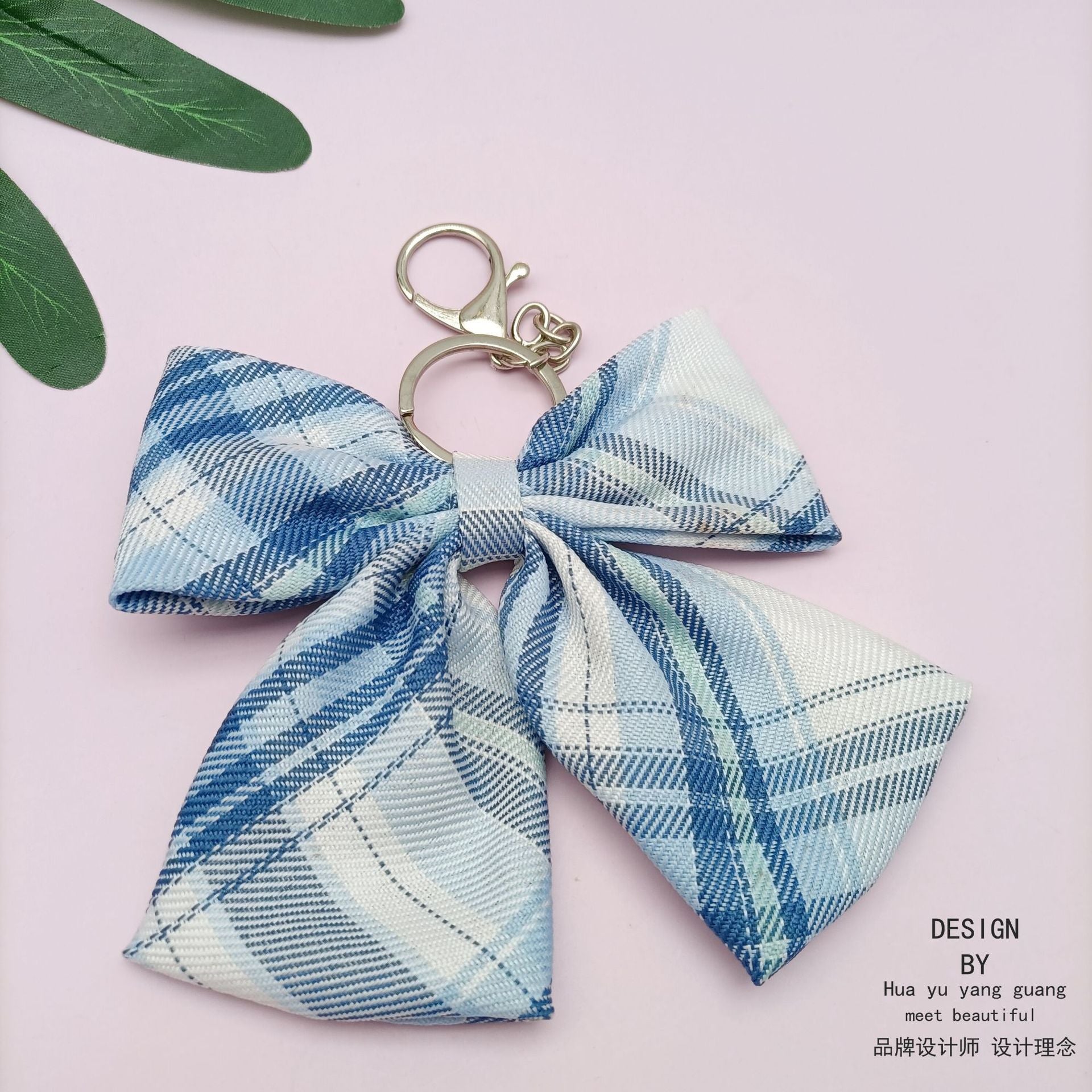 Wholesale JK handmade plaid skirt tie pendant bow keychain