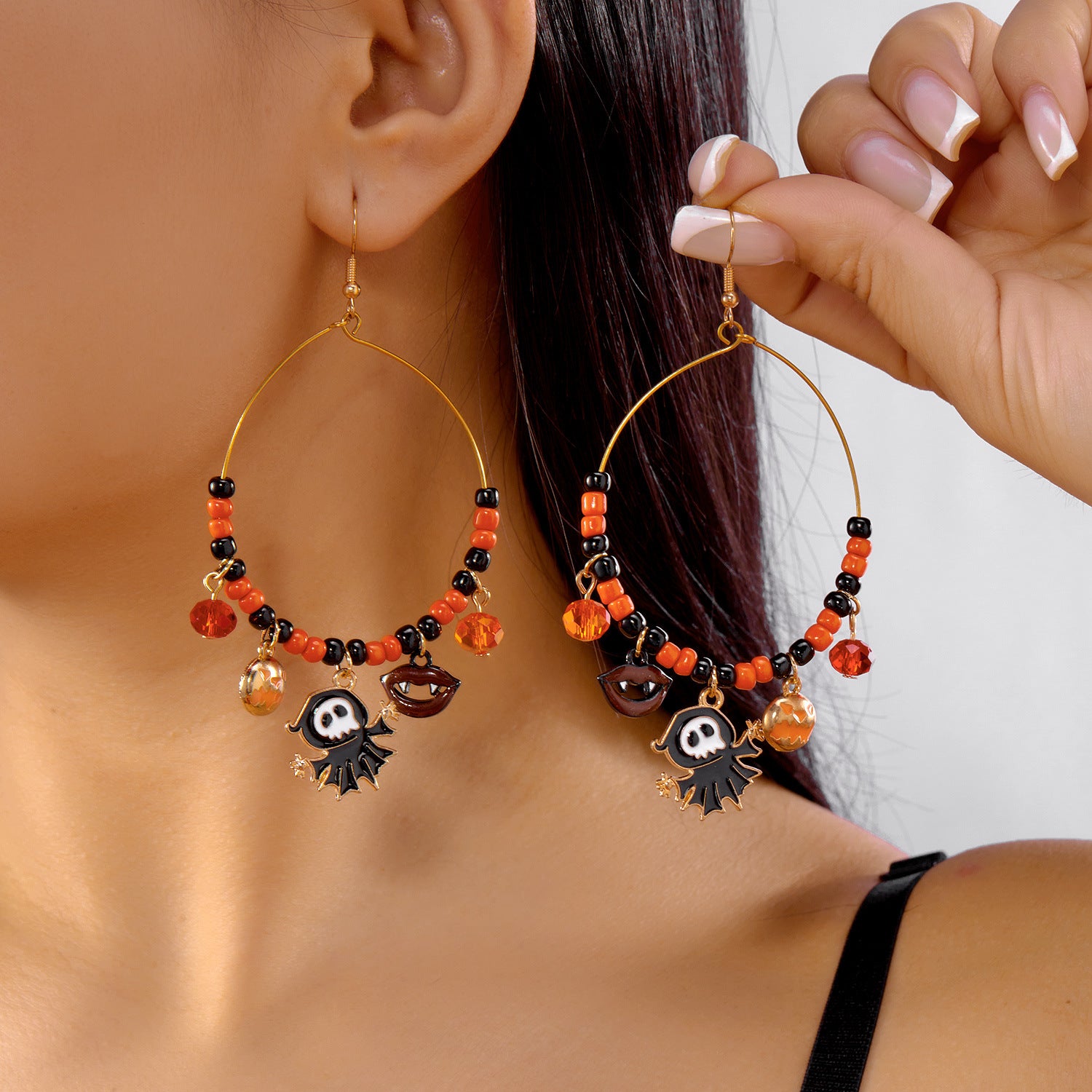 Wholesale Pumpkin Ghost  Bat Cat Ear Hoop Earrings
