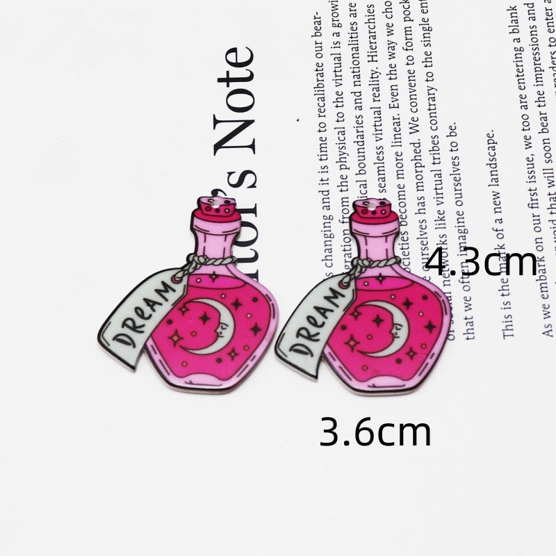Wholesale 10pcs Magic Purple Printing Diy Magic Potion Bottle Pendant Accessories