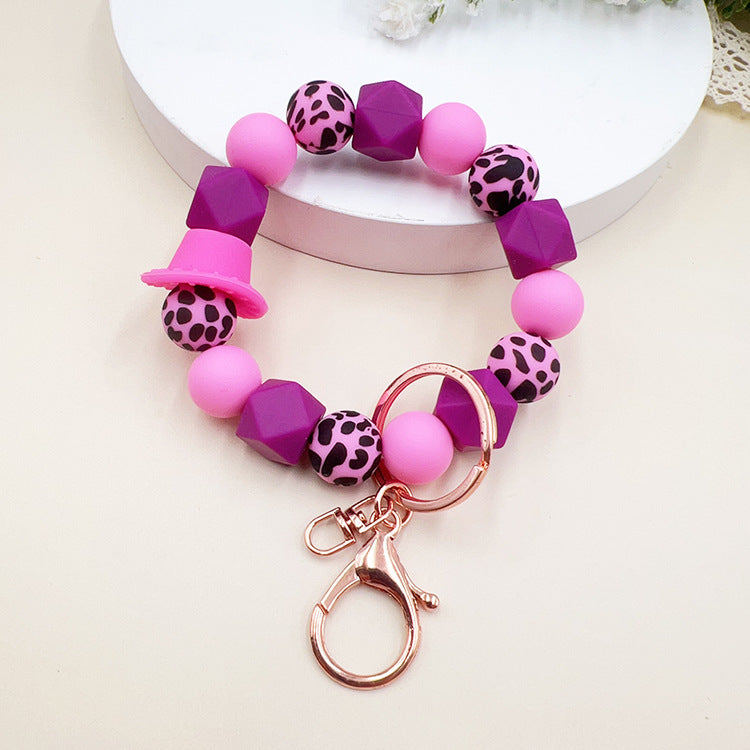 Wholesale Western Style Cowboy Hat Silicone Beaded Wrist Keychain