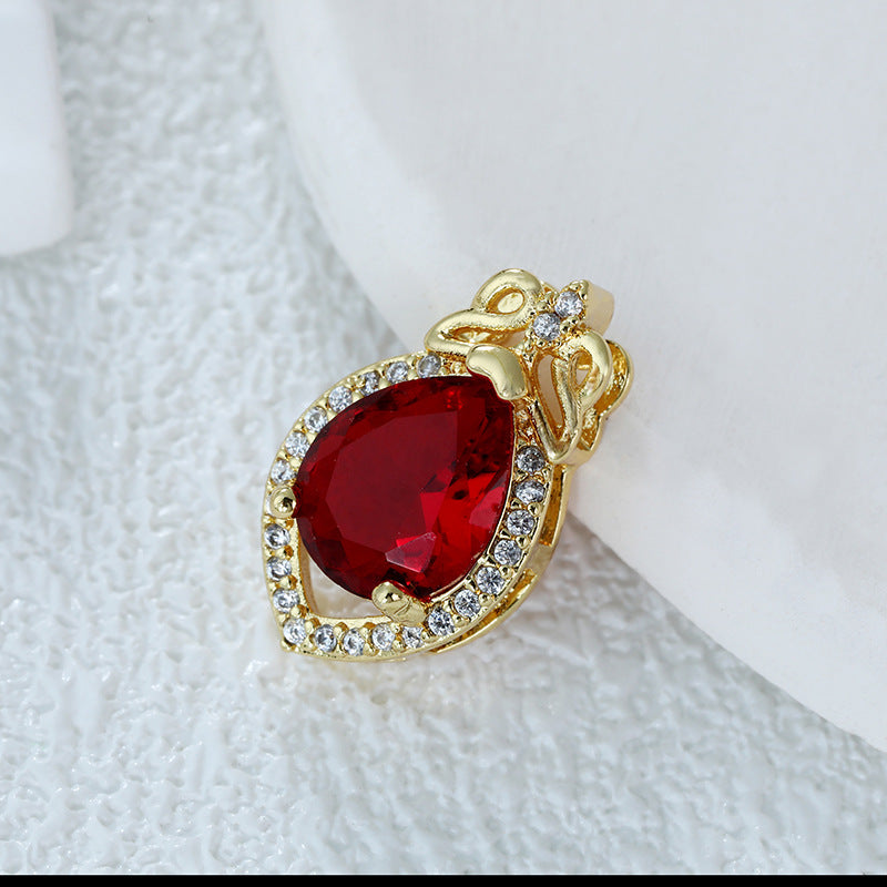 Wholesale Real Gold Electroplated Color-preserving Zircon DIY Personality Flower Geometric Temperament Necklace Pendant