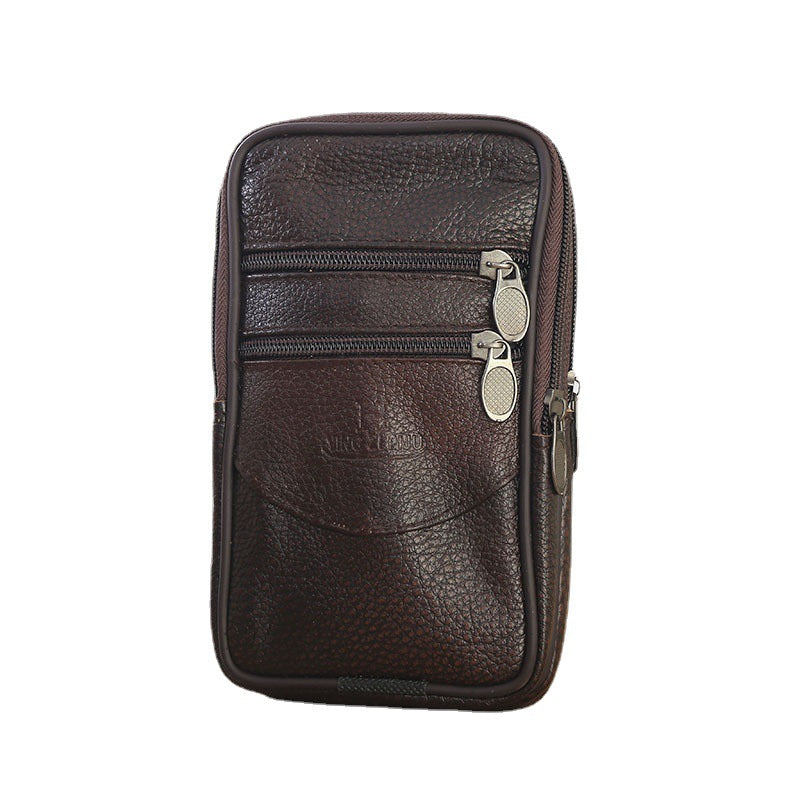 Wholesale Multifunctional mobile phone waist bag cowhide vertical and horizontal multi-layer zipper large capacity coin purse