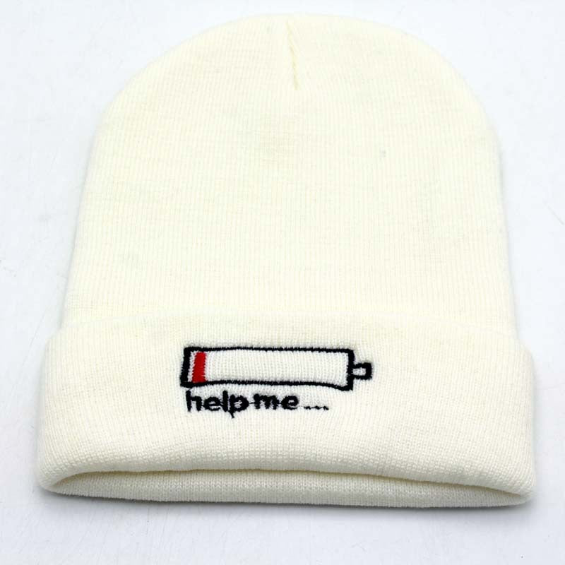 Wholesale Autumn and Winter Battery Embroidered Knitted Beanie