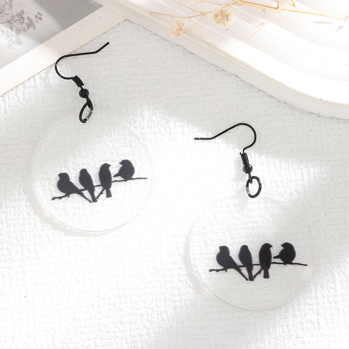 Wholesale Butterfly print acrylic and wood panel earrings