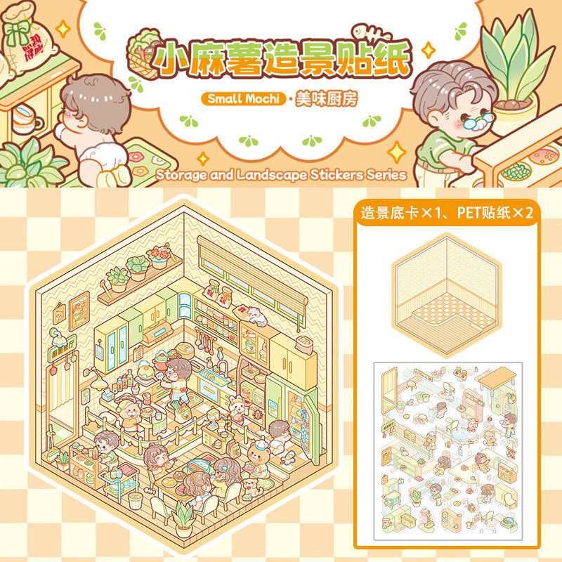 Wholesale Small mochi landscaping stickers 3D three-dimensional stickers free cutting