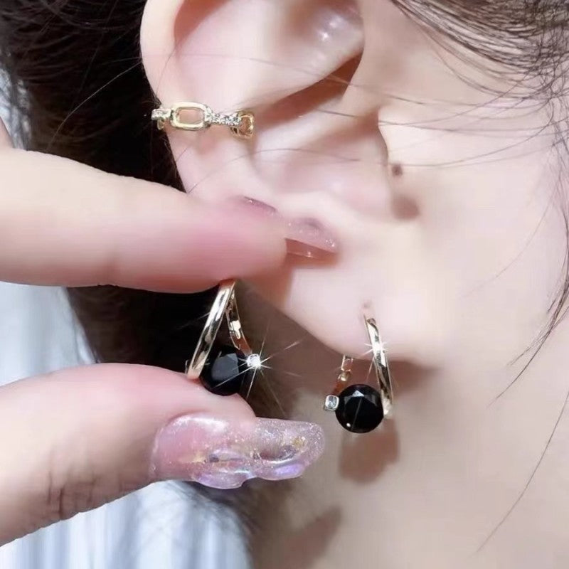 Wholesale Geometric Purple Zirconia Earrings Micropaved Silver Tone Finish For Women Fashion Accessory