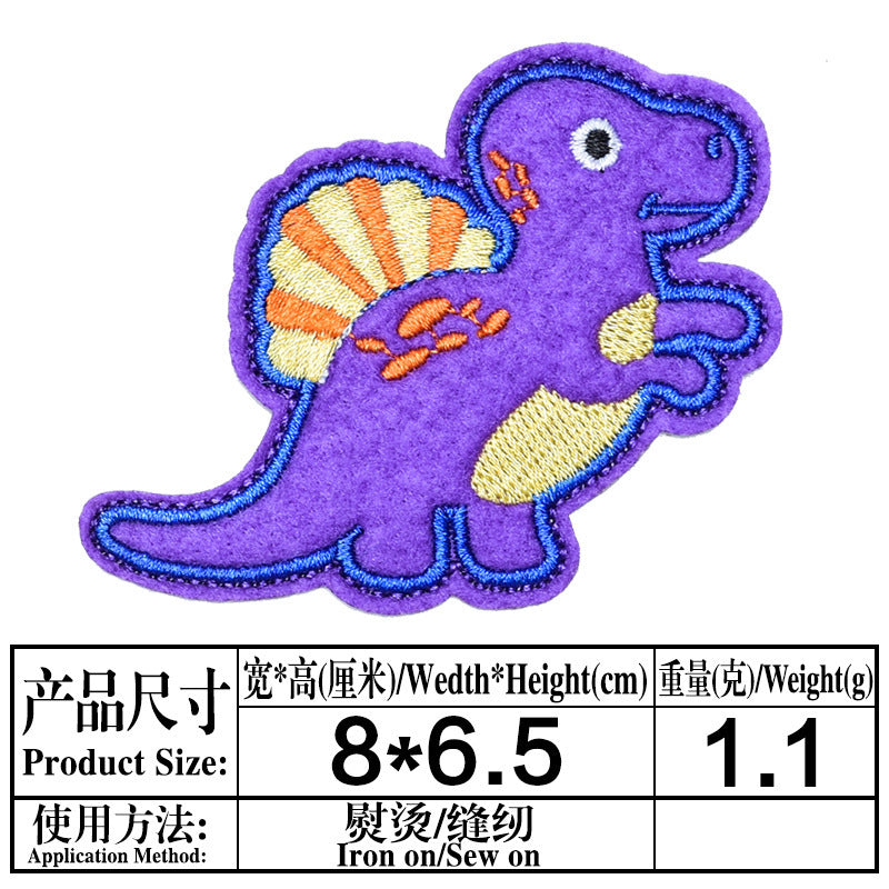 Wholesale Trendy Embroidered Fabric Patches 12 Pack Dinosaur Cartoon Animal Sew On Clothing Decorative DIY Patches For Resale
