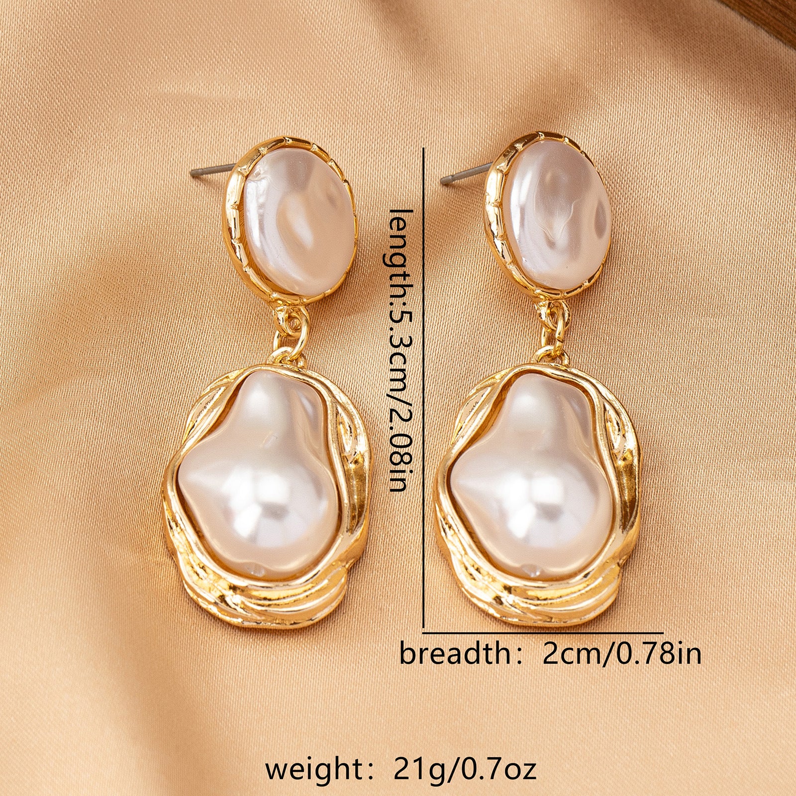 Wholesale Gold Tone Alloy Irregular Baroque Pearl Earrings French Vintage Style Women S Daily Fashion