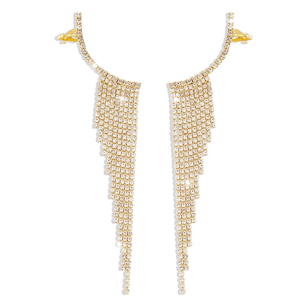 Wholesale Alloy Rhinestone Tassel Earrings