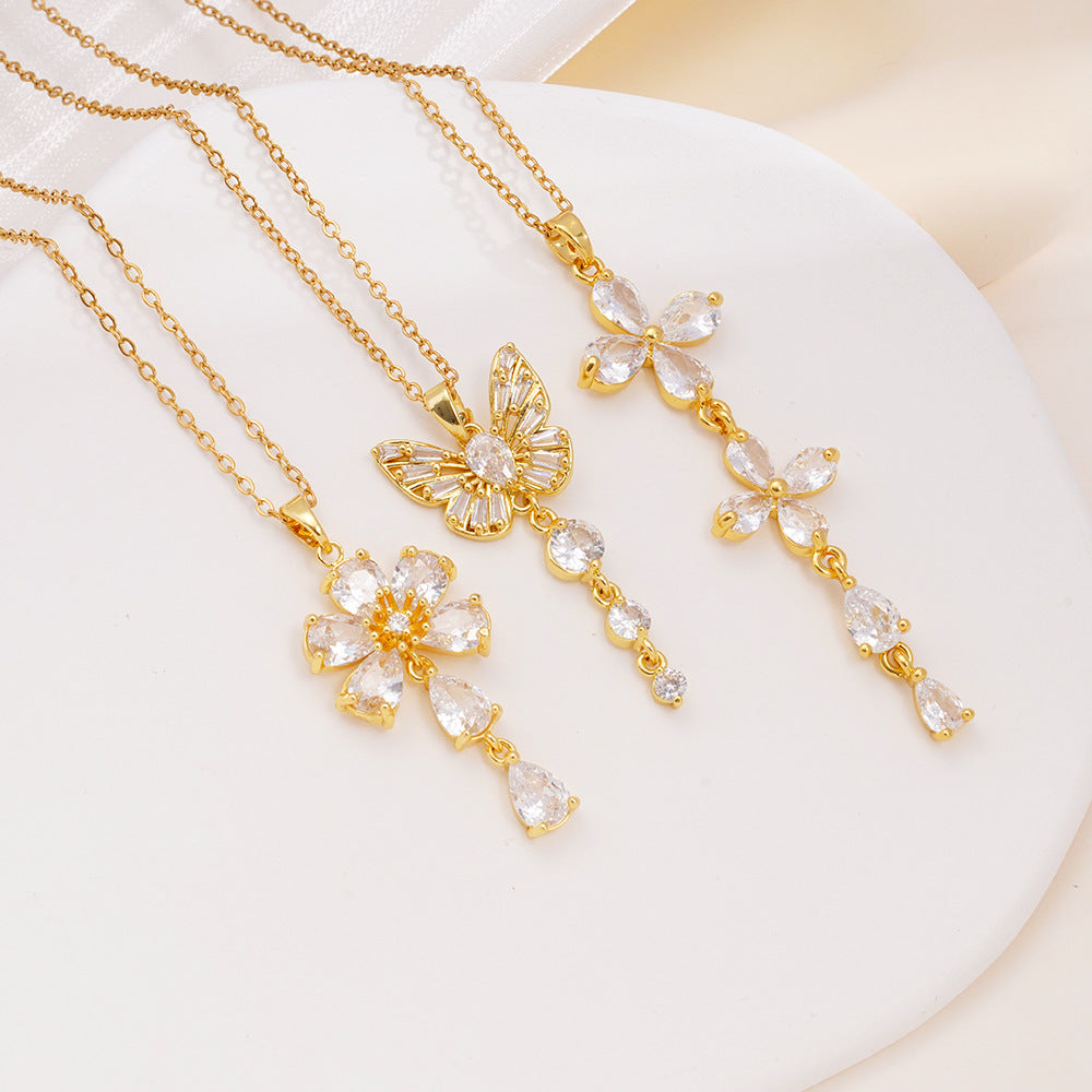 Wholesale Butterfly Flowers  Light and Luxurious Clavicle Necklace