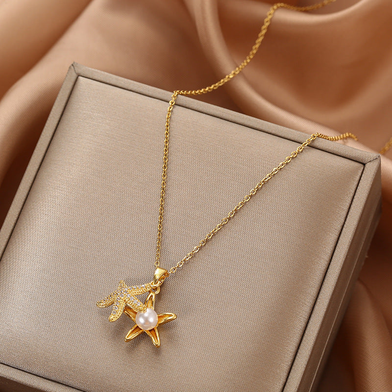 Wholesale Gold Starfish Pearl Necklace
