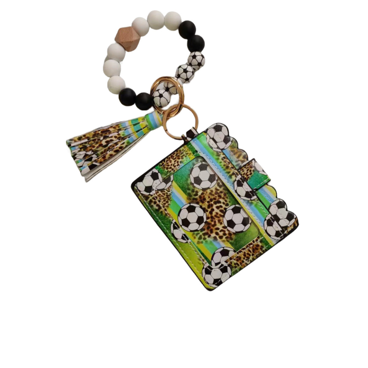 Wholesale Silicone Bead Bracelet Card Holder Keychain