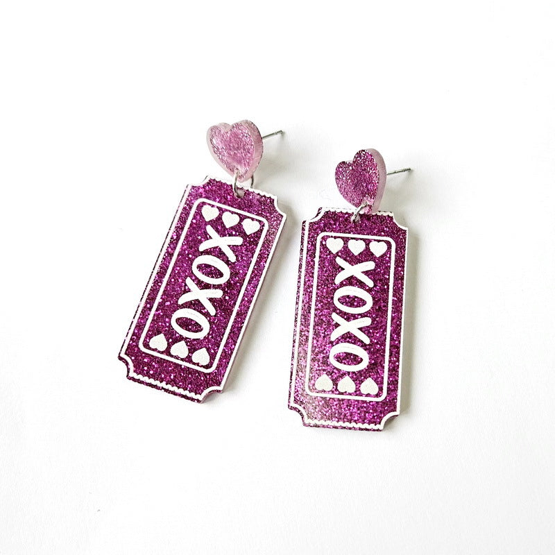 Wholesale Valentine's Day XOXO Heart Acrylic Earrings