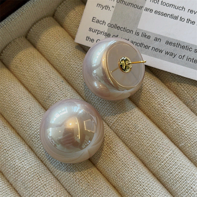 Wholesale Retro Small Fragrance Style Apple Big Pearl Metal Earrings Around 25MM