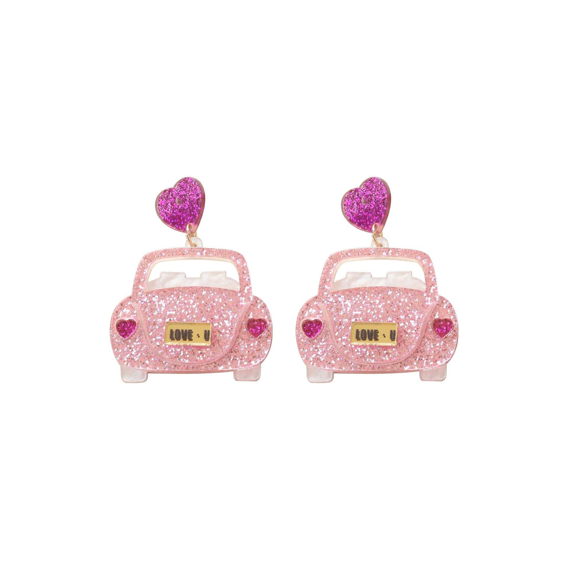 Wholesale Valentine' s Day Pink Wedding Car Acrylic Earrings