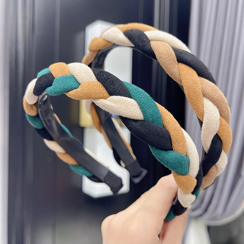Wholesale Suede Sponge Fried Dough Twists Braid Headband