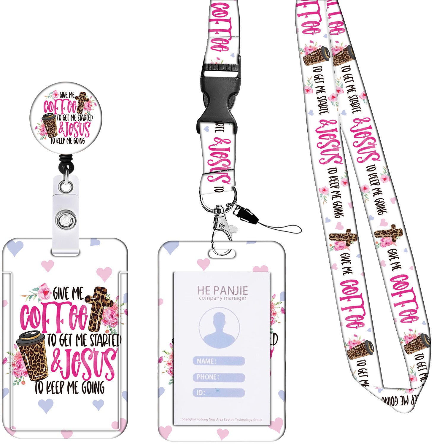 Wholesale Badge Reels Plastic Coffee LGBT Rainbow Card Holder Retractable Keychain