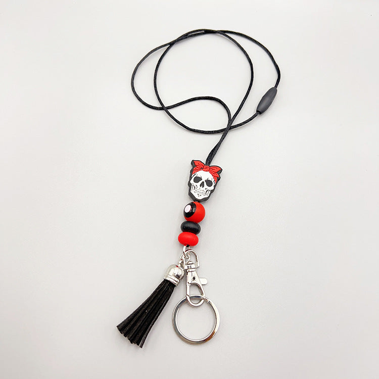 Wholesale Halloween Silicone Beads Easy Pull Lanyard Keychain