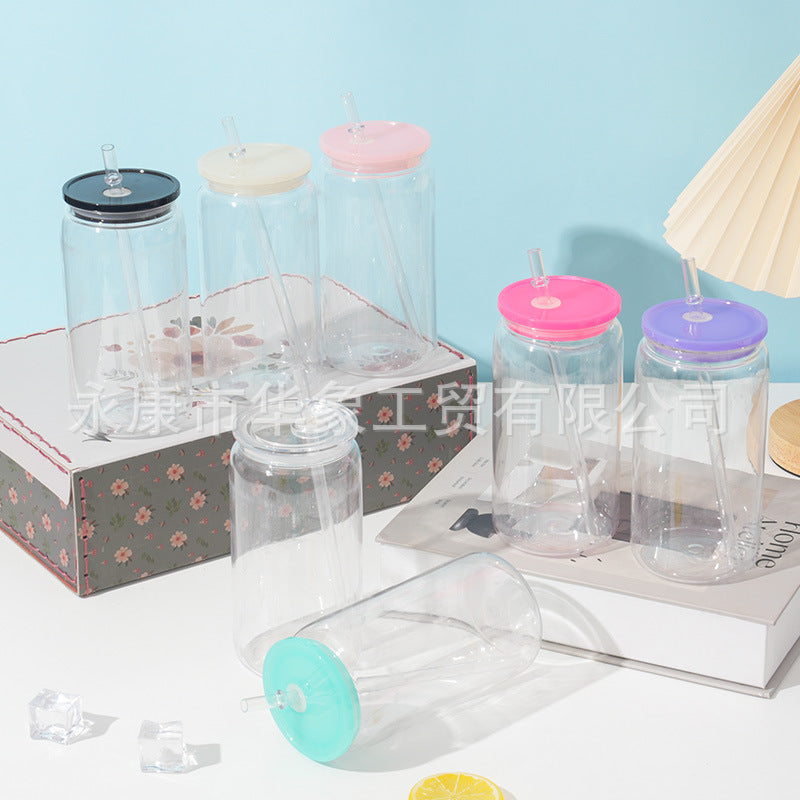 Wholesale PC plastic cup 16oz jelly colored single-layer plastic cup