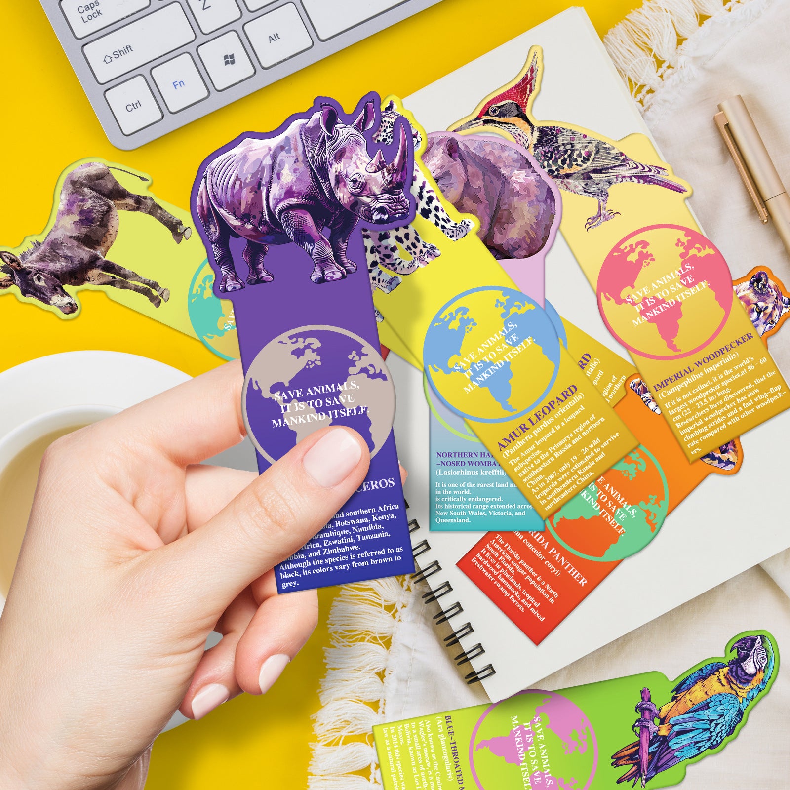 Wholesale 20pcs endangered animal paper bookmarks creative children student stationery