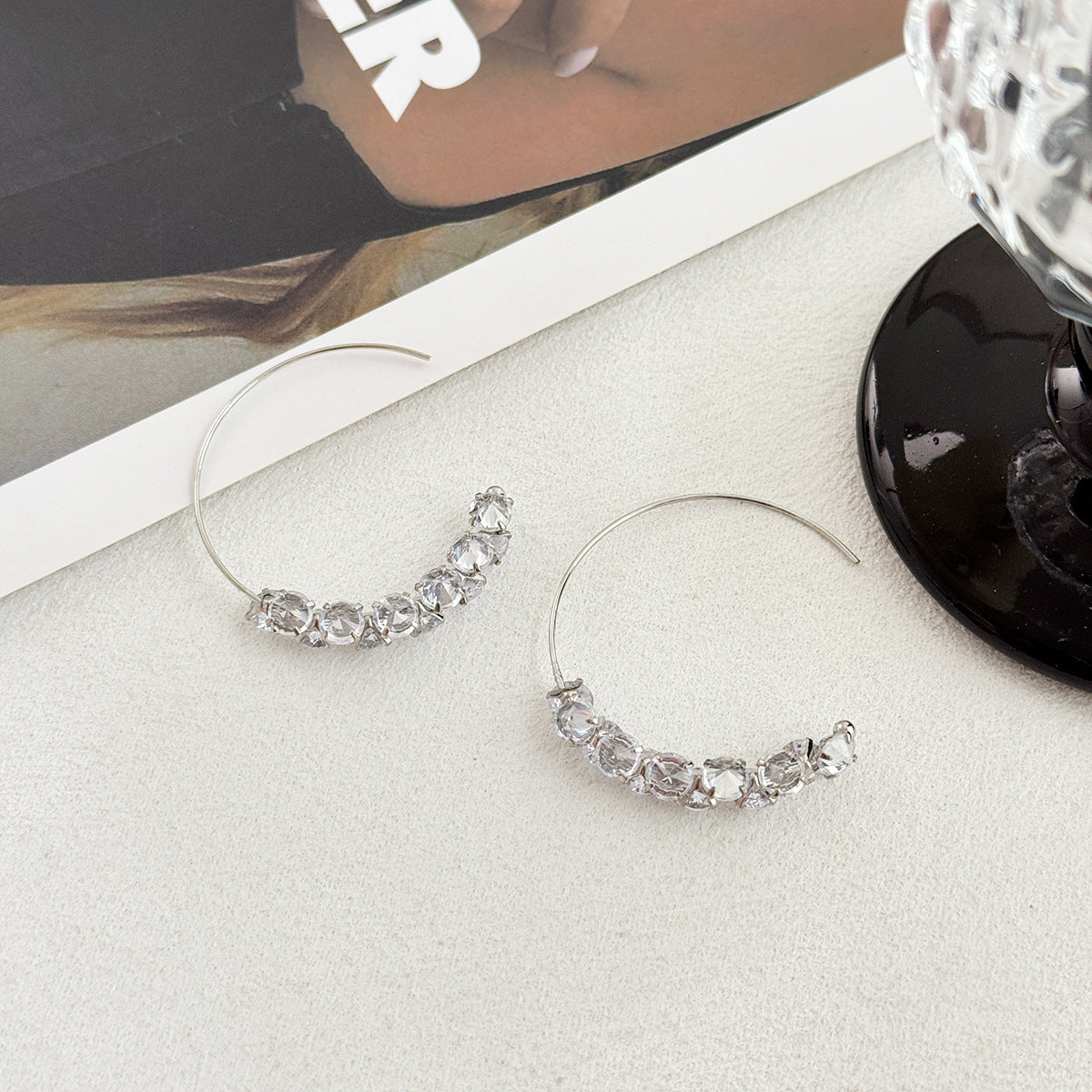 Wholesale Geometric Round Zircon Earrings For Women Stylish Electroplated Ear Studs For Party And Everyday Wear Gift