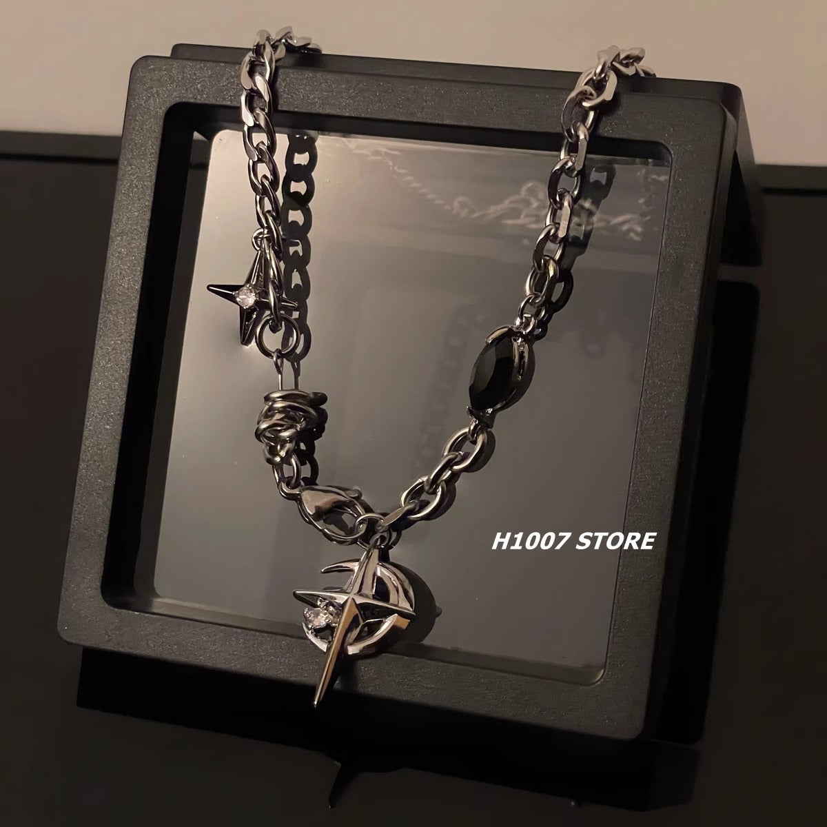 Wholesale Black gemstone star necklace