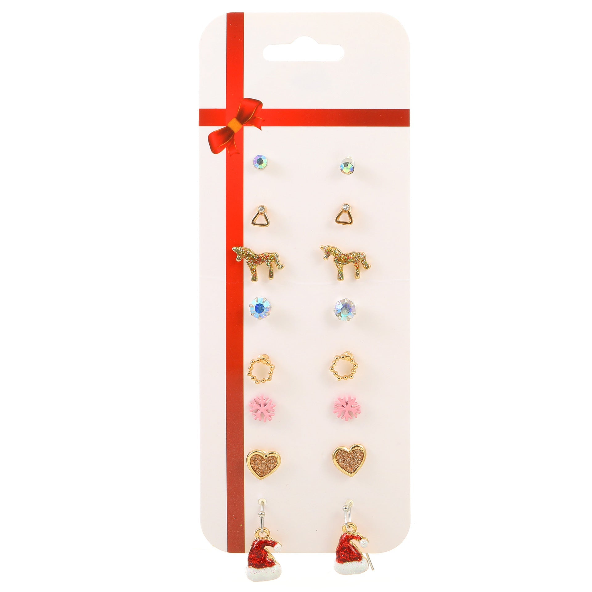 Wholesale Christmas Cartoon Elk Cane Christmas Tree Alloy Stud Earrings Set