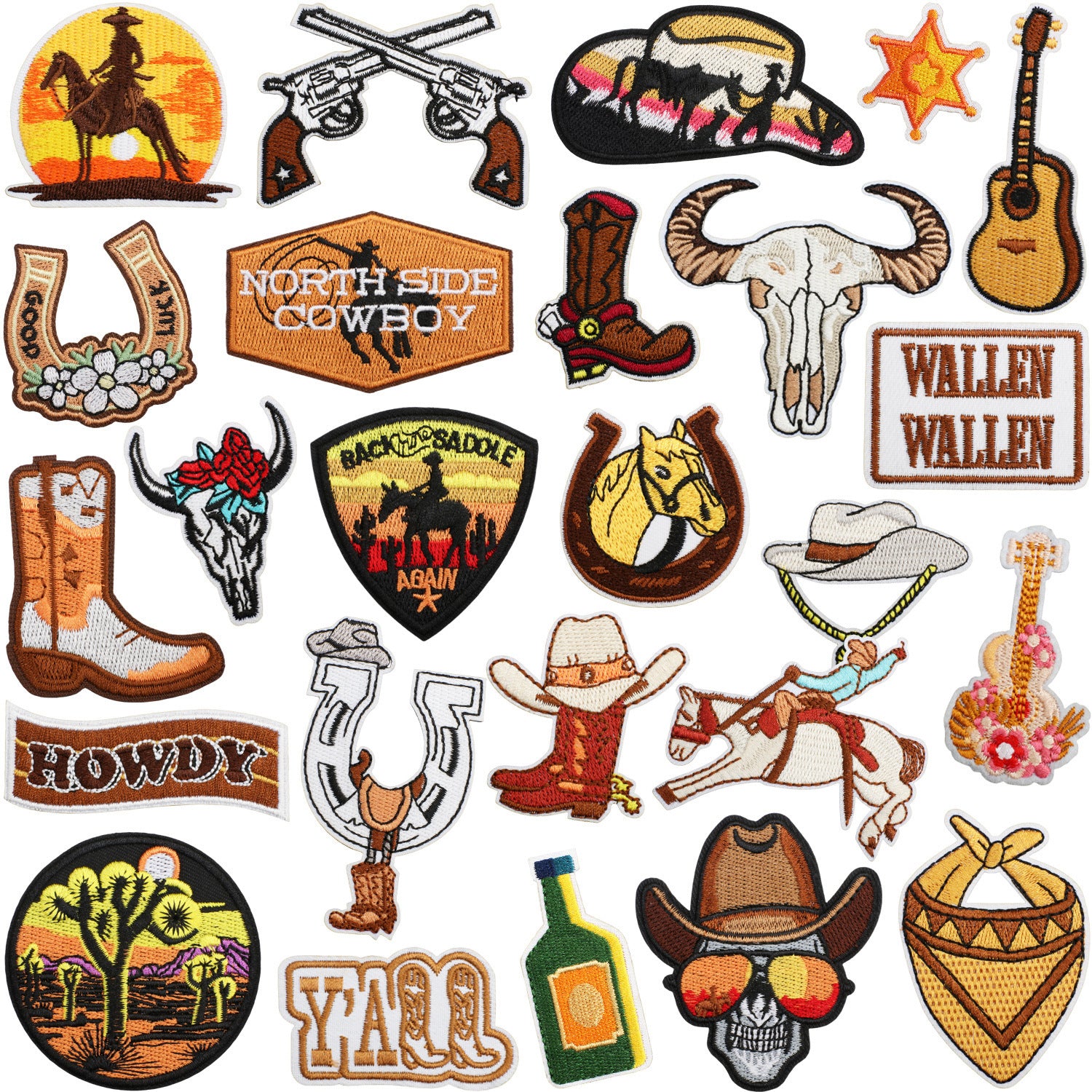 Wholesale Western Cowboy Horse Embroidery Patch Decorative Embroidered Applique For Clothing Resale