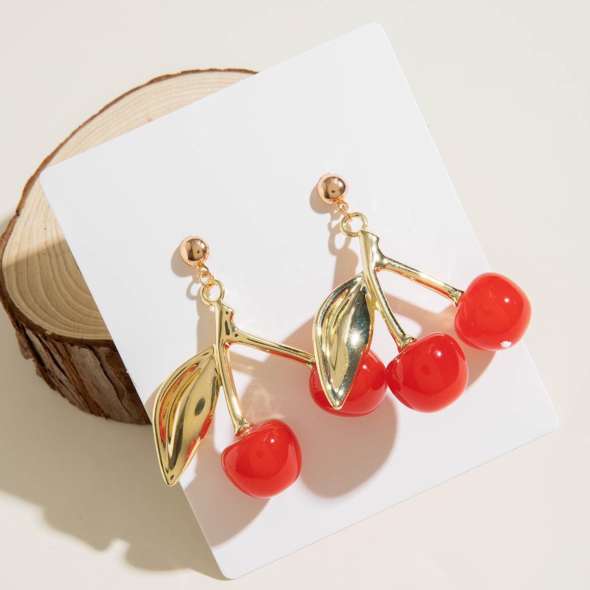 Wholesale 10pcs Acrylic Cute Red Cherry Earrings