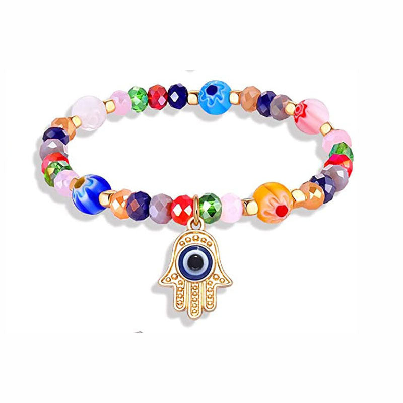 Wholesale 2PCS Colorful Demon Eye Palm Crystal Alloy Bracelet
